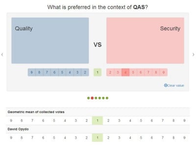 AHP software screen - pairwise comparison