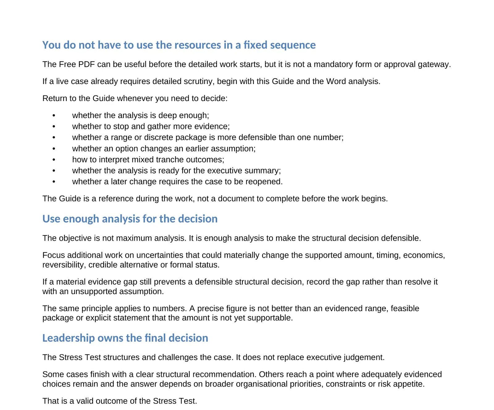 Preview of the User Guide explaining how to use the Execution Pack resources during a live case