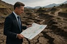Leader holding a strategic map in a landscape that no longer matches it.