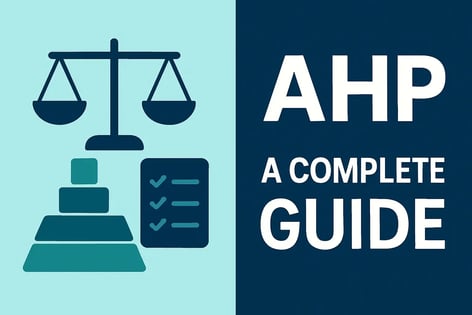 AHP Guide thumbnail with balance scale, pyramid, checklist, and bold title text.