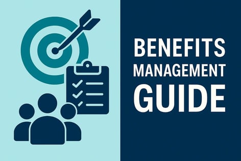 Benefits Management Guide thumbnail with target, checklist, people icons, and bold title text.