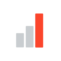 Minimal flat illustration showing three bars of different heights with the tallest in red, symbolizing project ranking and prioritization.