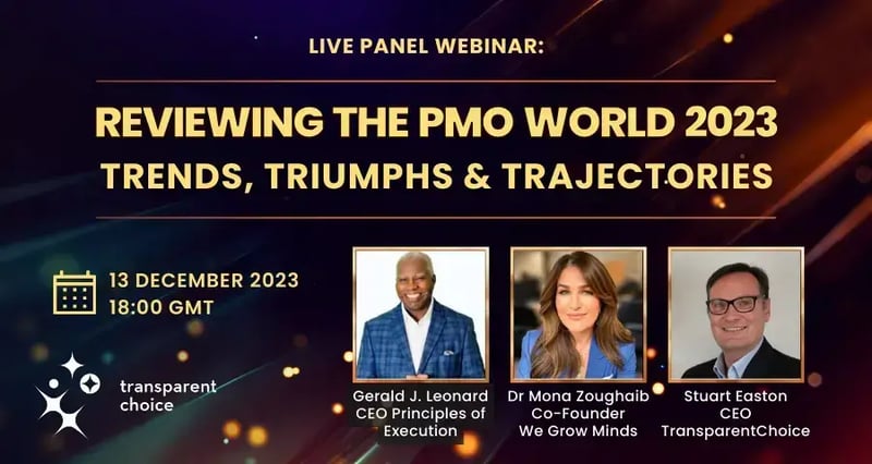 Webinar: Reviewing the PMO World 2023 Trends, Triumphs &amp; Trajectories with Dr Mona Zoughaib and Gerald J. Leonard